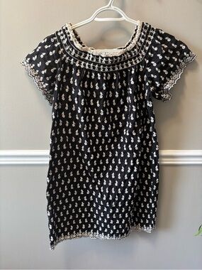 Max Edition Black Dress with White Embroidered Motifs